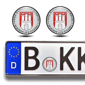 2 pcs Hamburg Domed Stickers 45 mm/Self Adhesive 3D Gel Stickers for German Plate Registration