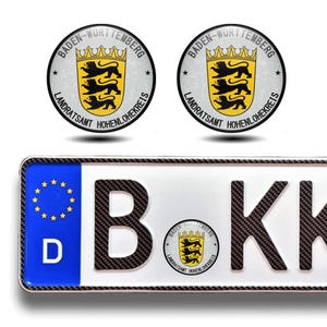 2 pcs Baden-Württemberg Domed Stickers 45 mm/Self Adhesive 3D Gel Stickers for German Plate Registration