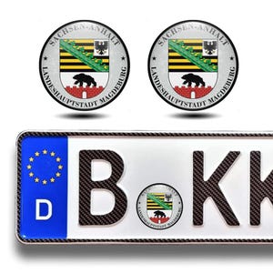 2 pcs Sachsen - Anhalt Domed Stickers 45 mm/Self Adhesive 3D Gel Stickers for German Plate Registration