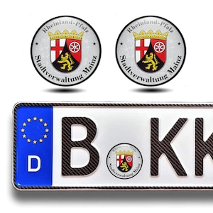 2 pcs Rheinland Pfalz Domed Stickers 45 mm/Self Adhesive 3D Gel Stickers for German Plate Registration
