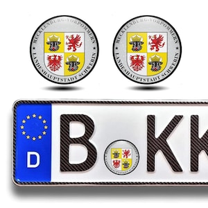 2 pcs Mecklenburg-Vorpommern Domed Stickers 45 mm/Self Adhesive 3D Gel Stickers for German Plate Registration