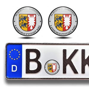 2 pcs Schleswig-Holstein Domed Stickers 45 mm/Self Adhesive 3D Gel Stickers for German Plate Registration