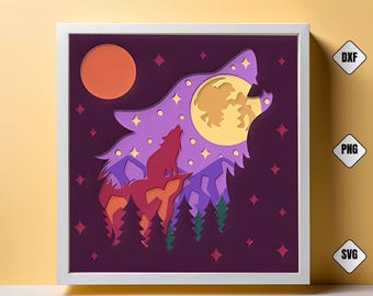 Wolf Head 3D Shadow Box SVG: Layered Paper Art (DIY)
