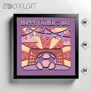 Scatola luminosa 3D "Soccer Dad" in formato SVG, scatola luminosa per la festa del papà, decorazioni fai da te per gli amanti dello sport, file Cricut e Silhouette, arte con scatola luminosa a strati