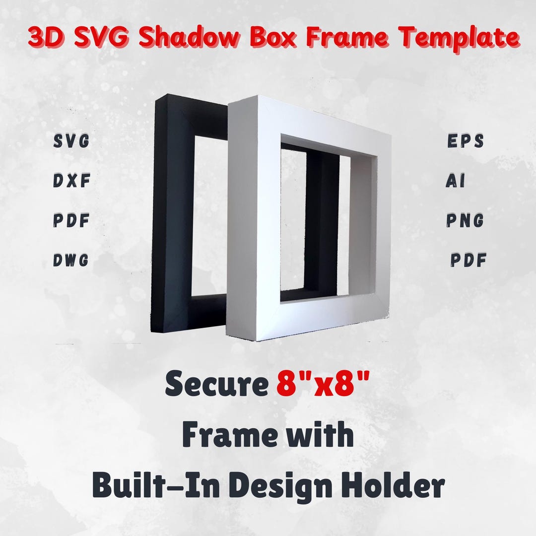3D Shadow Box Frame Template: 8x8 SVG, Cricut, Silhouette (digital ...