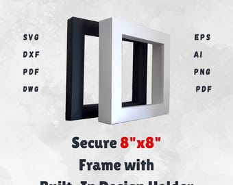 3D-schaduwdoos framesjabloon: 8 x 8 SVG, Cricut, silhouet (digitale bestanden)