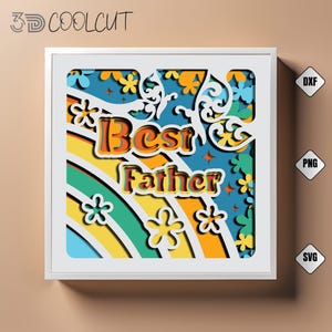 Bester Vater 3D Shadow Box SVG, 3D Light Box, Schichtpapierschnitt für Papa, Cricut- und Silhouette-kompatibel, DIY Vatertagsdekor, 3D Dad SVG