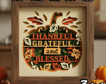 Thanksgiving Pumpkin 3D Shadow Box SVG, Fall Autumn Layered Papercut, Thanksgiving Home Decor, Cricut Silhouette DIY Project, 3D Pumpkin SVG