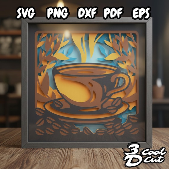 Morning Coffee 3D Shadow Box SVG, Layered Papercut Design, Coffee Cup Wall  Art SVG for Cricut and Silhouette, 3D Caf Decor DIY Light Box - Etsy Israel
