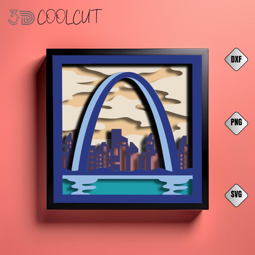 St Louis Arch 3D Shadow Box SVG: Patriotic Paper Cut Light Box - Etsy