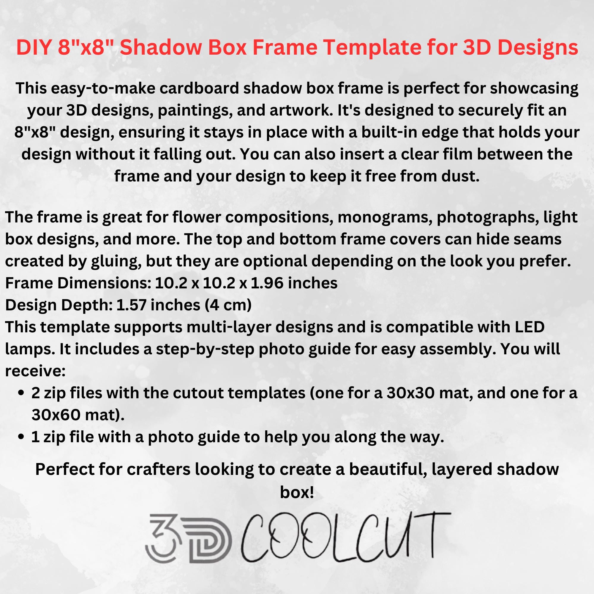 3D Shadow Box Frame Template: 8x8 SVG, Cricut, Silhouette (digital ...
