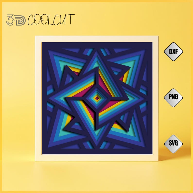 3D Light Box Geometric Shape Paper Cut SVG featuring abstract modern shapes in layered paper design, ideal for Cricut and Silhouette cutting machines. This geometric light box is perfect for minimalist wall decor, modern DIY projects, or creative gift making. Includes multiple file formats and separated layers for smooth crafting. A trendy and clean design for art lovers, modern home decoration, and crafters who enjoy precision paper cutting.