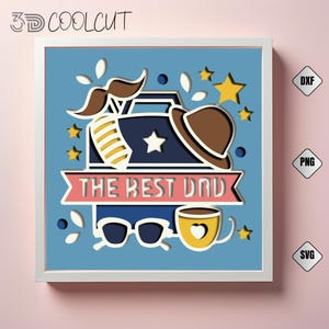 Der beste Vater 3D Schattenbox SVG, Vatertag Schattenbox, Cricut und Silhouette Schnittdatei, Schichtpapier Kunst, Light Box Vorlage für Papa