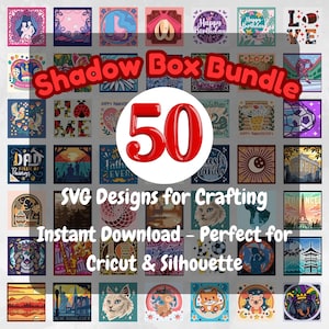 50 Shadow Box Bundle SVG, 3D Layered Paper Cut, Cricut and Silhouette Compatible, DIY Light Box, Digital Templates for Paper Art Crafts
50 Shadow Box SVG Bundle with 3D layered paper cut files for Cricut and Silhouette. Includes holiday, animal, nature, and family designs for DIY light box and shadow box craft projects