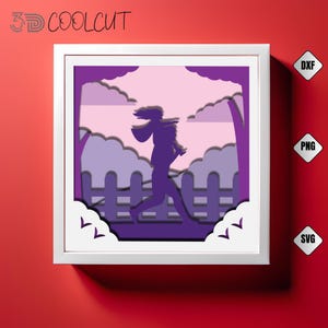 Super Papa mit Tochter 3D Shadow Box SVG, Vater Tochter Papierschnittdatei, Cricut und Silhouette DIY Geschenk, Light Box SVG Design