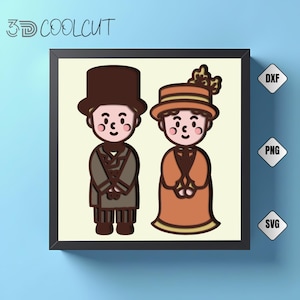 Caja de sombras 3D de vestido tradicional estadounidense, recorte de papel patriótico en capas para Cricut y Silhouette, decoración DIY del 4 de julio con herencia estadounidense