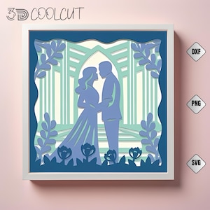 Bride and Groom 3D Shadow Box SVG: Wedding Anniversary Paper Art (Digital)