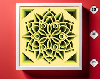 3D Floral Geometric Shadow Box SVG: Layered Papercut Wall Art (Cricut & Silhouette)