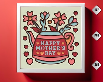 Moederdag Floral Shadow Box SVG: gelaagde papierkunst (digitale download)