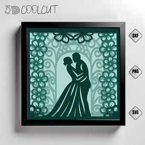 Braut und Bräutigam 3D Light Box SVG, Hochzeit Schattenbox, Cricut und Silhouette Schnittdatei, Schichtpapier Kunst, DIY romantisches Dekor.