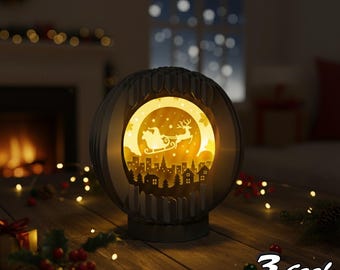 Christmas Pop Up Folded 3D Paper Art SVG, Festive Papercut Decoration Design, Mini Light Box Winter Papercraft SVG for Cricut and Silhouette