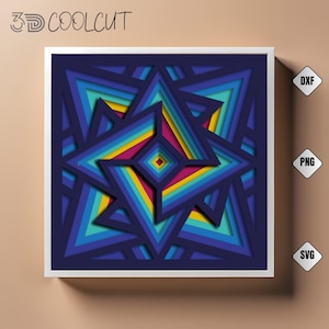 3D Light Box Geometric Shape Paper Cut SVG featuring abstract modern shapes in layered paper design, ideal for Cricut and Silhouette cutting machines. This geometric light box is perfect for minimalist wall decor, modern DIY projects, or creative gift making. Includes multiple file formats and separated layers for smooth crafting. A trendy and clean design for art lovers, modern home decoration, and crafters who enjoy precision paper cutting.