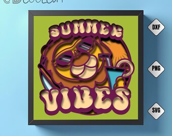 Lion 3D Shadow Box SVG: Safari Jungle Paper Cut Light Box