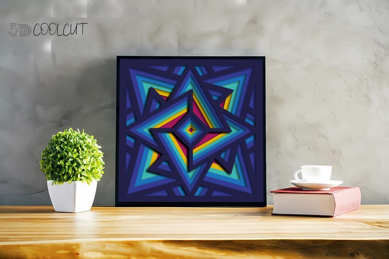 3D Light Box Geometric Shape Paper Cut SVG featuring abstract modern shapes in layered paper design, ideal for Cricut and Silhouette cutting machines. This geometric light box is perfect for minimalist wall decor, modern DIY projects, or creative gift making. Includes multiple file formats and separated layers for smooth crafting. A trendy and clean design for art lovers, modern home decoration, and crafters who enjoy precision paper cutting.