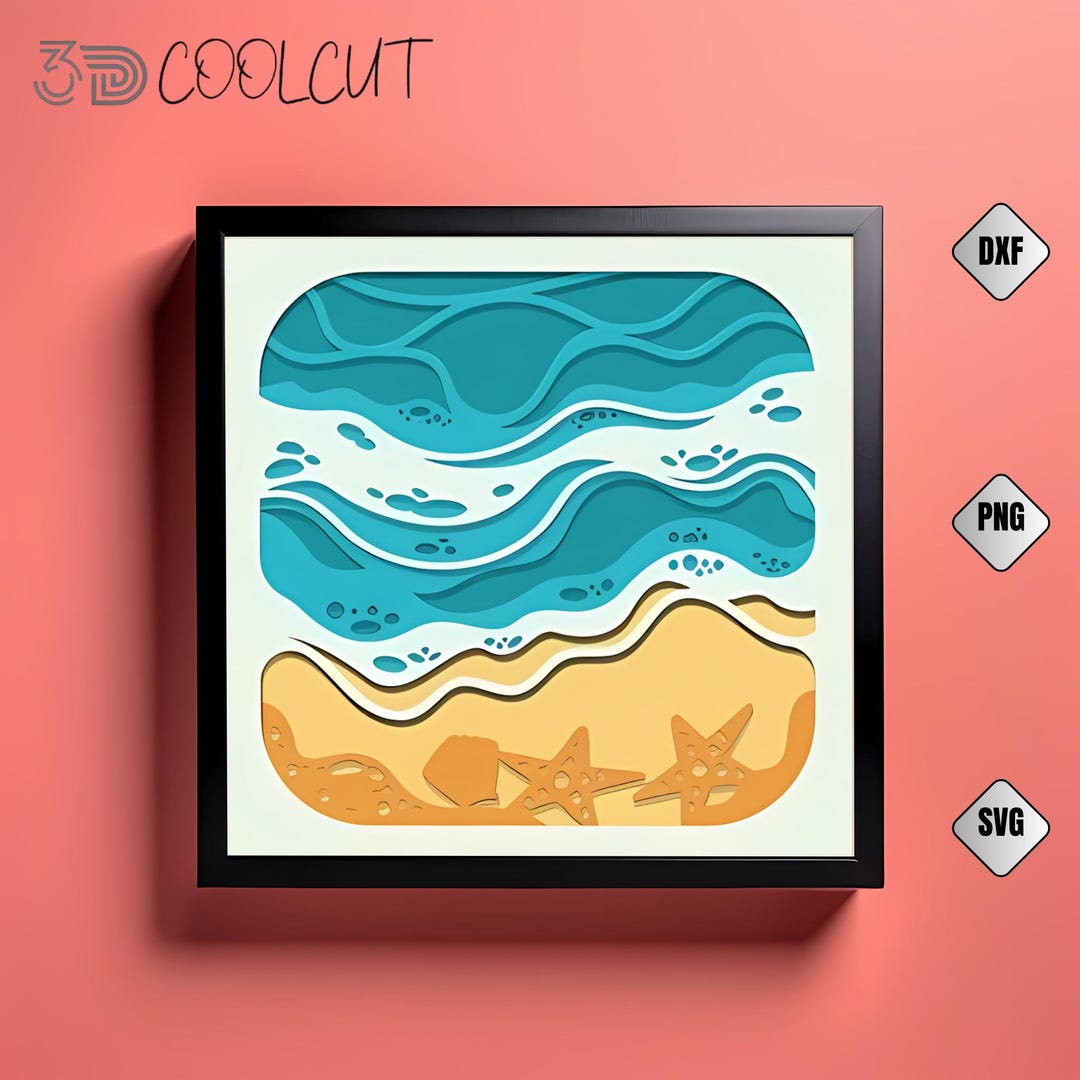 Tropical Beach 3D Shadow Box SVG: DIY Paper Cut Ocean Scene - Etsy