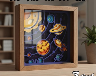 Solar System 3D Shadow Box SVG, Space Papercut Lightbox Template, Planet Layered Paper Art, Outer Space DIY 3D SVG for Cricut and Silhouette