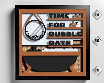 Bubble Bath 3D Light Box SVG: Spa Bathroom Decor (DIY Paper Cut File)