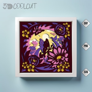 Butterfly and Blooming Flower 3D Shadow Box SVG, Cricut & Silhouette Compatible, Layered Paper Art, DIY Spring Decor, 3D Butterfly SVG.