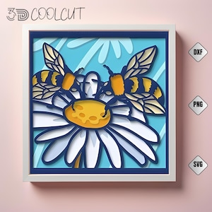 Honey Bee Shadow Box: Kwiatowe wycinanki papierowe SVG, wiosenne dekoracje DIY