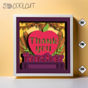 Teacher Appreciation 3D Shadow Box SVG: Layered Paper Cut Light Box (Digital Files Included)
