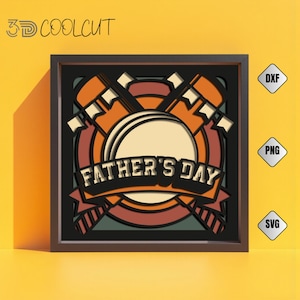 Caja de sombras 3D SVG para papá críquet, caja de sombras para el Día del Padre, archivo de corte de papel para Cricut y Silhouette, caja de luz en capas SVG DIY, decoración para el Día del Padre