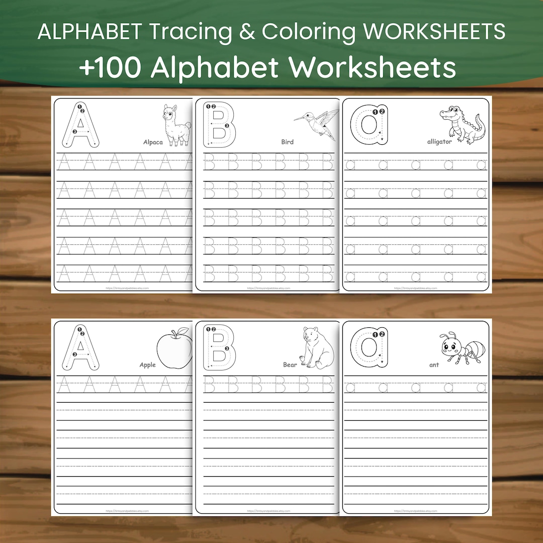 Alphabet Tracing Coloring Worksheets | Handwriting Practice (PDF ...