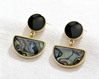 Abalone Shell Earrings, Ocean-Inspired Statement Earrings,  Handmade Unique Dangle Earrings, Bold Boho Jewelry Gift for Women