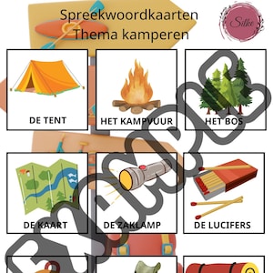 Cartes de mots sur le thème du camping