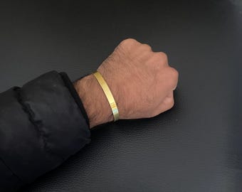 Verstellbares Gelb Messing Armreif - Handgefertigter Minimalistischer Schmuck für Jedermann