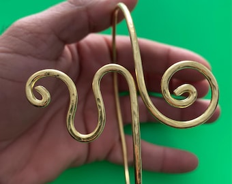 Handmade Copper Arm Cuff – Adjustable Spiral Upper Arm Bracelet – Boho Tribal Statement Jewelry