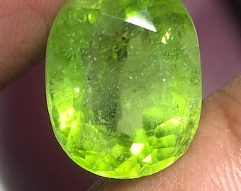 12,94 karat naturlig peridot ädelsten | pakistan gruva supat valley: Ovalslipad grön ädelsten