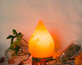 Lámpara de sal del Himalaya en forma de lágrima/Purificador de aire natural, regalo elegante