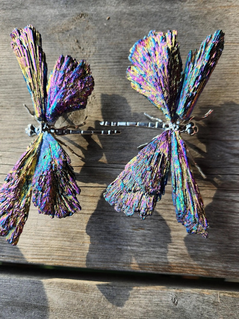 Aura Kyanite Crystal Dragonfly, Peacock, Blue, Purple Kyanite Crystal with Titanium Aura, Healing Decor Gift , Metaphysical Properties Etsy