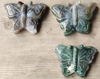 Large Crystal Ocean Jasper Carved Butterfly, Communication Stone