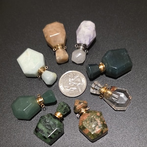 Semi-Precious Stone, Perfume Oil Bottles, Carved Crystal  Bottles, Tiny Crystal Container