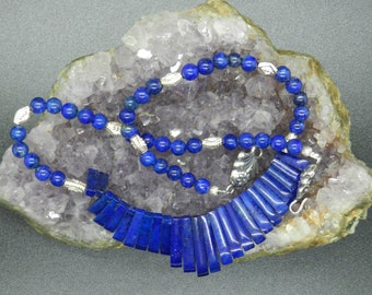 Beautiful Blue Lapis and Sterling Necklace