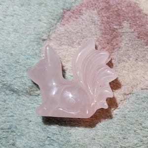 9 Tailed Fox Crystal Carving  Moss Agate, Fire Quartz, Rose Quartz  Mystical Spirit Animal Figurine Etsy