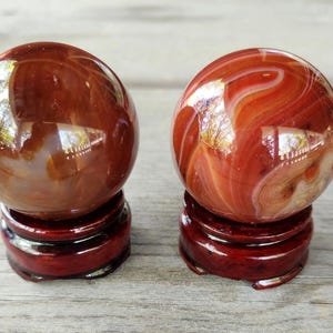 Carnelian Sphere with Stand, Sunset Stone Crystal Decor, Beautifully Colored Carved Crystal, Crystal Collectors