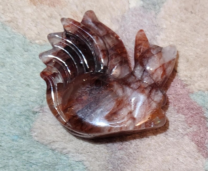 9 Tailed Fox Crystal Carving  Moss Agate, Fire Quartz, Rose Quartz  Mystical Spirit Animal Figurine Etsy