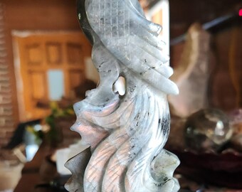 Carved Crystal Phoenix Birds, 5.5
